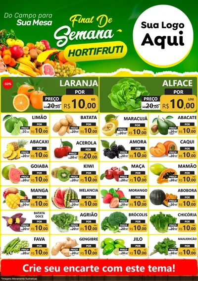Modelo de Encarte para Encarte A4 Vertical com o tema Final de semana hortifruti para Hortifrúti