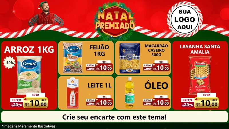 Modelo de TV para TV Horizontal com o tema Natal Premiado para Supermercado