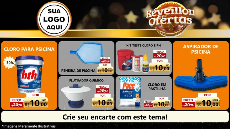 Modelo de TV para TV Horizontal com o tema Réveillon de Ofertas para Produtos para Piscina