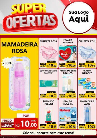 Modelo de Encarte para Encarte A4 Vertical com o tema Super Ofertas para Bebês