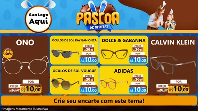 Modelo de TV para TV Horizontal com o tema Páscoa de Ofertas para Óticas