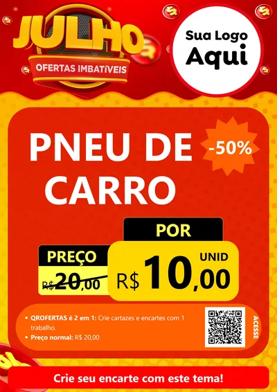 Modelo de Cartaz para Cartaz A4 Vertical com o tema Julho Ofertas Imbatíveis para Auto peças