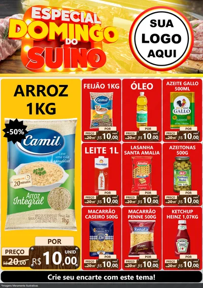 Modelo de Encarte para Encarte A4 Vertical com o tema Especial Domingo do Suíno