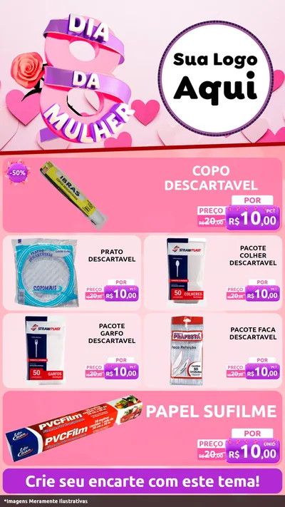 Modelo de TV para TV Vertical com o tema Dia da Mulher para Embalagens