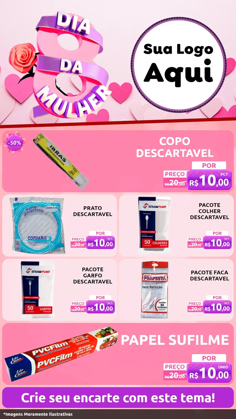 Modelo de TV para TV Vertical com o tema Dia da Mulher para Embalagens