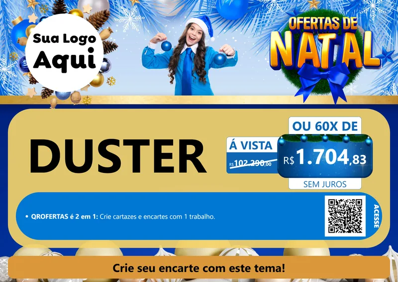 Modelo de Cartaz para Cartaz A4 Horizontal com o tema Ofertas de Natal para Concessionaria de Carros