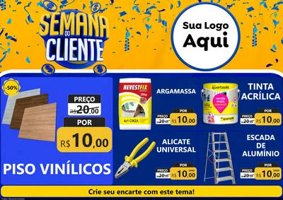 Modelo de Encarte para Encarte A4 Horizontal com o tema Semana do Cliente para Material para Construção