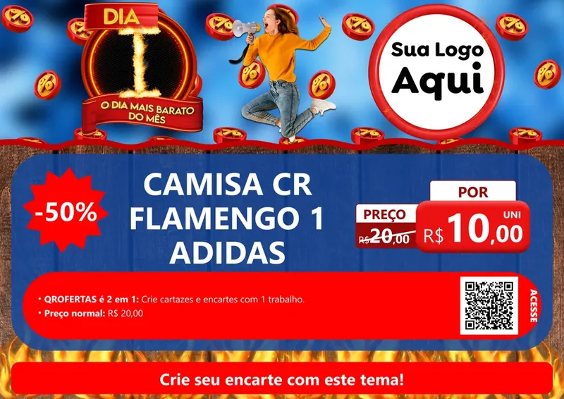 Modelo de Cartaz para Cartaz A4 Horizontal com o tema Dia I - O Dia Mais Barato Do Mês para Roupas e acessórios