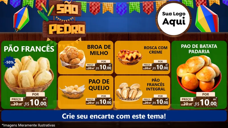 Modelo de TV para TV Horizontal com o tema São Pedro para Padaria