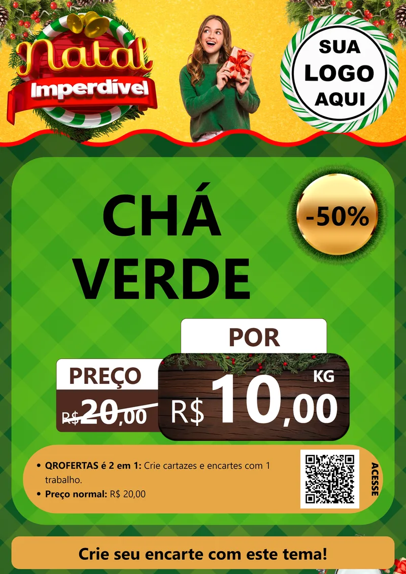 Modelo de Cartaz para Cartaz A4 Vertical com o tema Natal Imperdível para Produtos Naturais