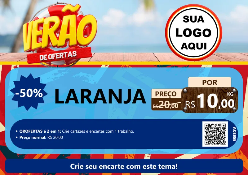 Modelo de Cartaz para Cartaz A4 Horizontal com o tema Verão de Ofertas para Hortifrúti