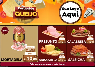 Modelo de Encarte para Encarte A4 Horizontal com o tema Festival do Queijo para Frios e Laticínios