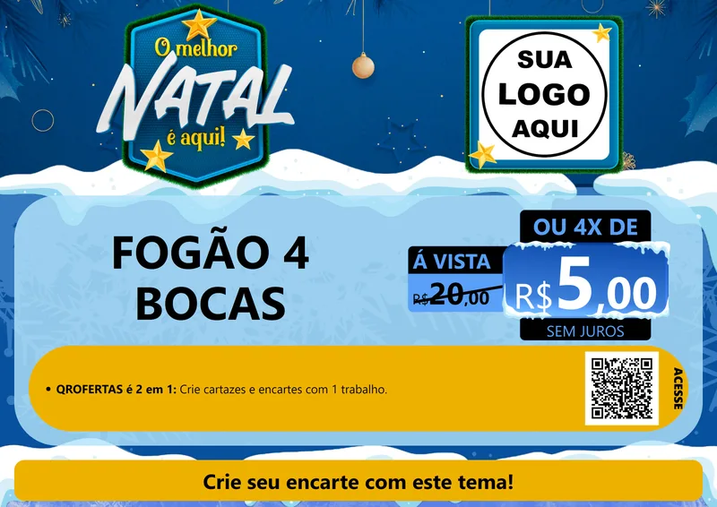 Modelo de Cartaz para Cartaz A4 Horizontal com o tema O Melhor Natal É Aqui! para Móveis e Eletro