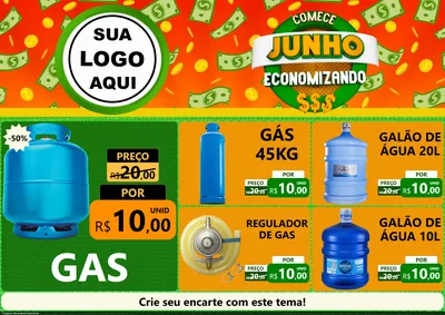 Modelo de Encarte para Encarte A4 Horizontal com o tema Comece Junho Economizando para Água e gás