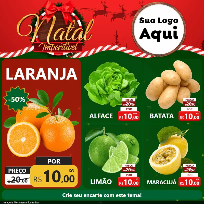 Modelo de Rede Social para Feed Facebook com o tema Natal Imperdível para Hortifrúti