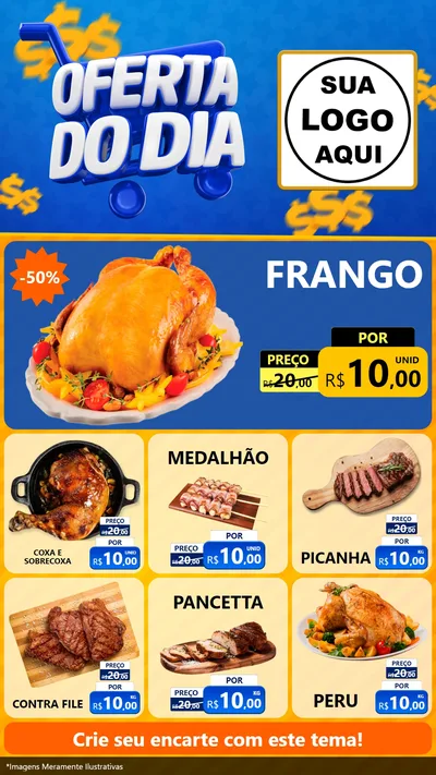 Modelo de Rede Social para Stories com o tema Oferta do Dia para Assados