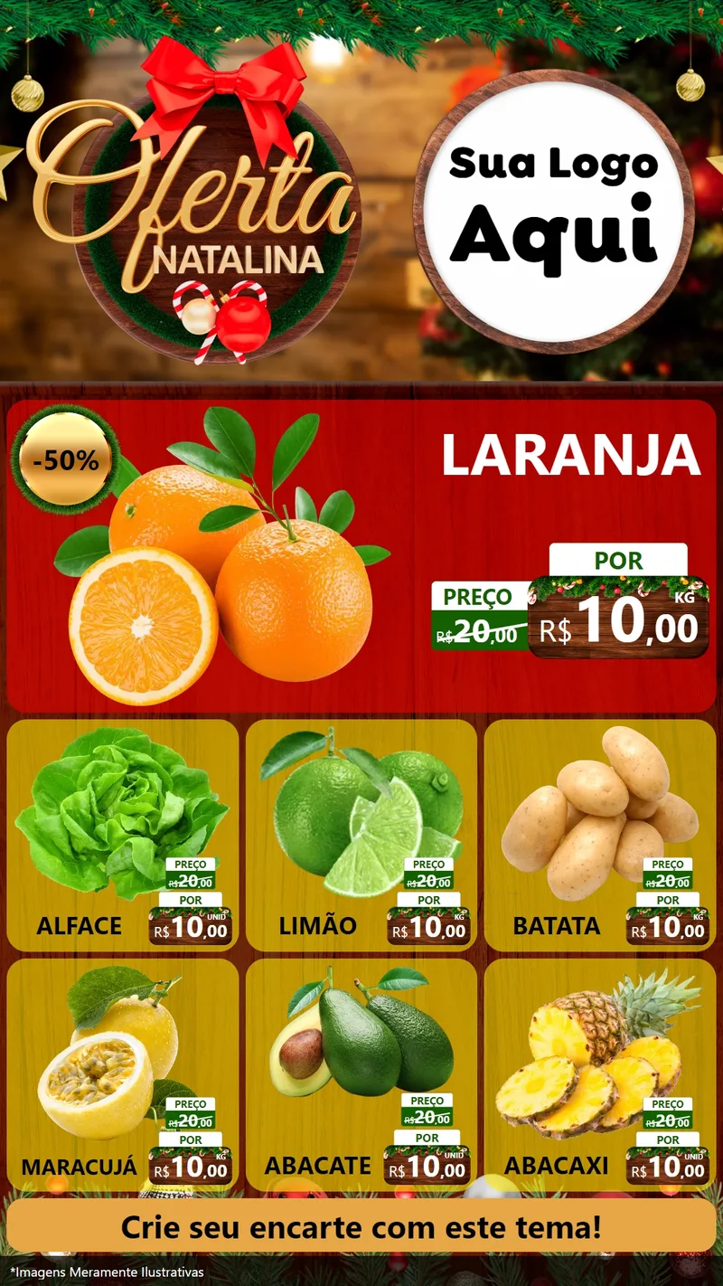 Modelo de Rede Social para Stories com o tema Ofertas Natalina para Hortifrúti