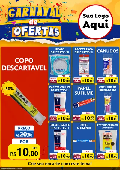 Modelo de Encarte para Encarte A4 Vertical com o tema Carnaval de Ofertas para Embalagens