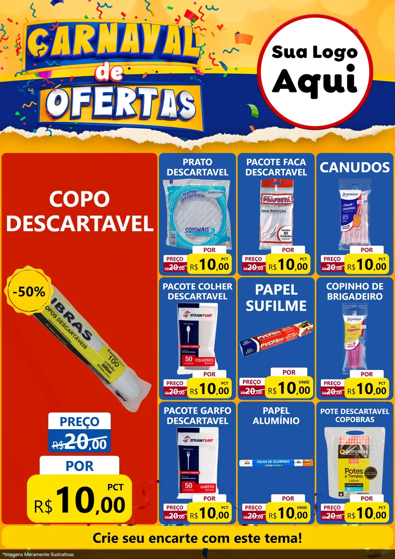 Modelo de Encarte para Encarte A4 Vertical com o tema Carnaval de Ofertas para Embalagens