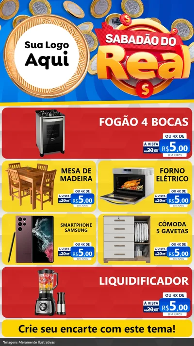 Modelo de TV para TV Vertical com o tema Sabadão do Real para Móveis e Eletro