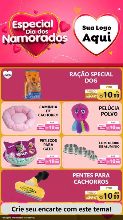 Modelo de TV para TV Vertical com o tema Especial Dia dos Namorados para Pet Shop