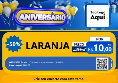 Modelo de Cartaz para Cartaz A4 Horizontal com o tema Aniversário para Hortifrúti