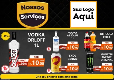 Modelo de Encarte para Encarte A4 Horizontal com o tema Nossos Serviços para Distribuidora de bebidas