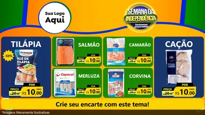 Modelo de TV para TV Horizontal com o tema Semana da Independência Declaramos Preços Baixos para Peixaria