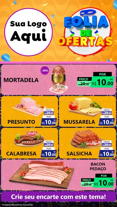 Modelo de TV para TV Vertical com o tema Folia de Ofertas para Frios e Laticínios