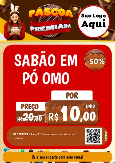 Modelo de Cartaz para Cartaz A4 Vertical com o tema Páscoa Premiada para Produtos de Limpeza