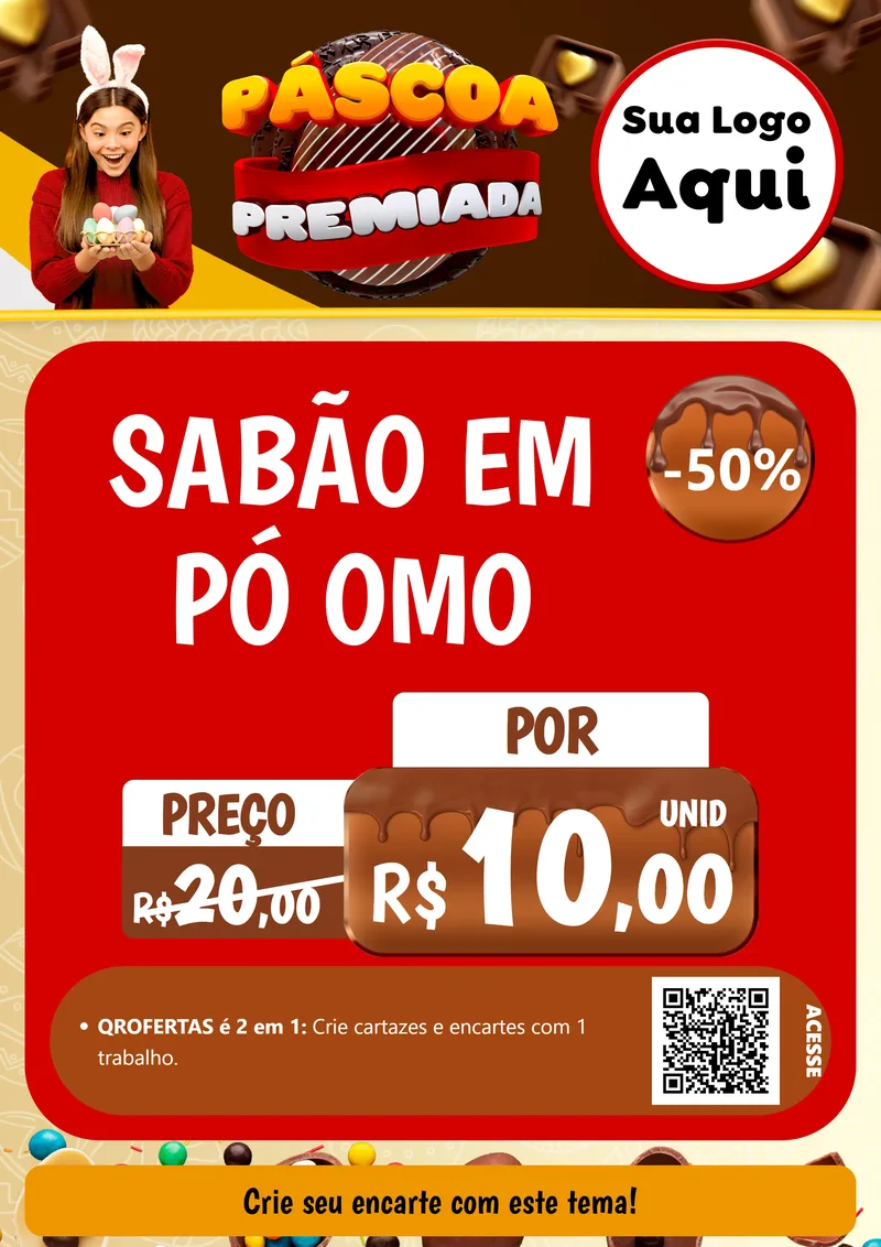Modelo de Cartaz para Cartaz A4 Vertical com o tema Páscoa Premiada para Produtos de Limpeza