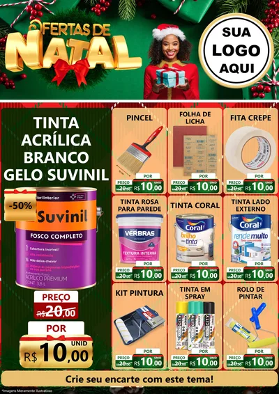 Modelo de Encarte para Encarte A4 Vertical com o tema Ofertas de Natal para Tintas e Ferramentas