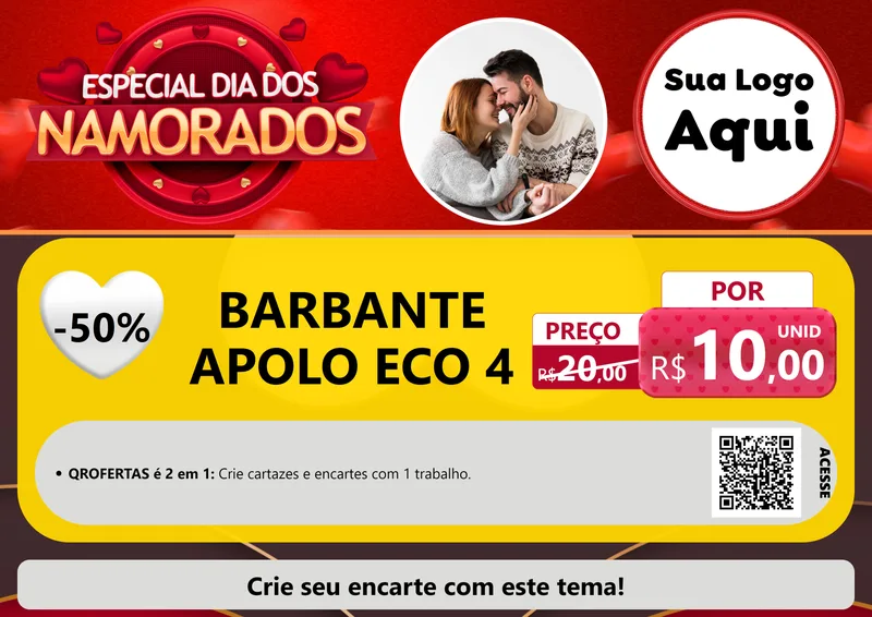 Modelo de Cartaz para Cartaz A4 Horizontal com o tema Especial Dia Dos Namorados para Armarinho e Aviamentos
