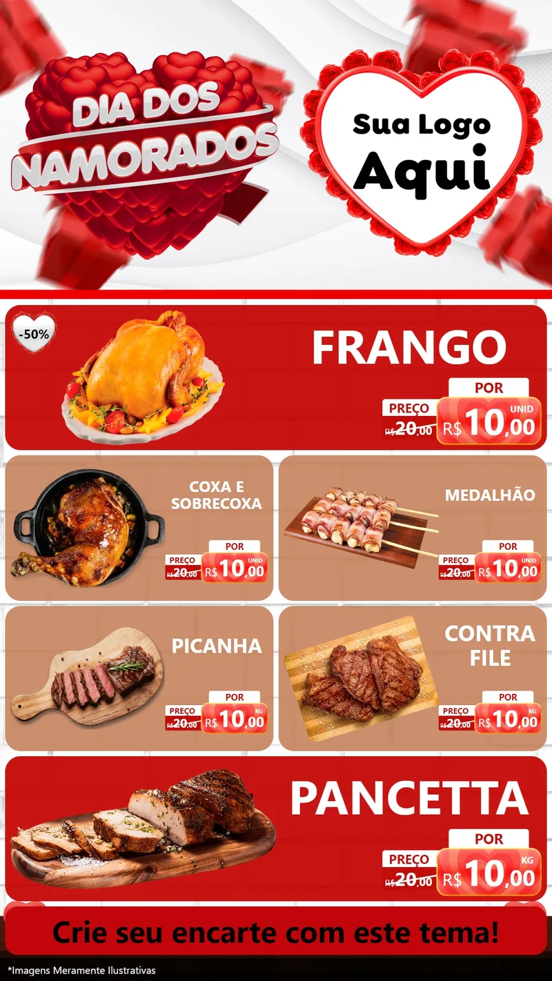 Modelo de TV para TV Vertical com o tema Dia dos Namorados para Assados