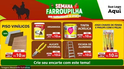 Modelo de TV para TV Horizontal com o tema Semana Farroupilha - Uma Barbaridade de Ofertas para Material para Construção