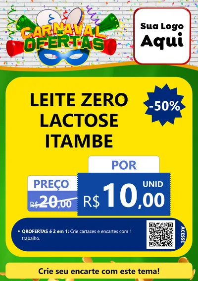 Modelo de Cartaz para Cartaz A4 Vertical com o tema Carnaval de Ofertas para Frios e Laticínios