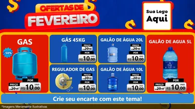 Modelo de TV para TV Horizontal com o tema Ofertas de Fevereiro para Água e gás