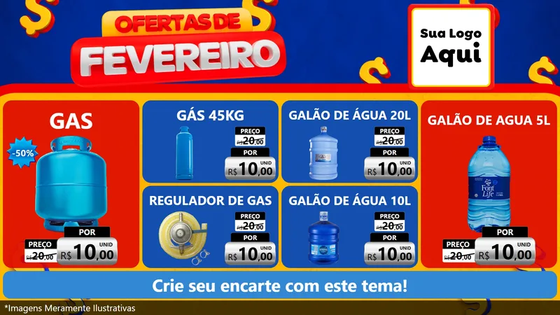 Modelo de TV para TV Horizontal com o tema Ofertas de Fevereiro para Água e gás