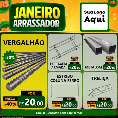 Modelo de Rede Social para Feed Facebook com o tema Janeiro Arrasador para Ferragens