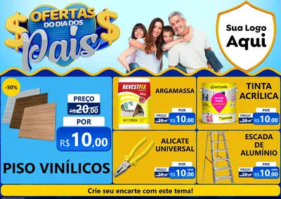 Modelo de Encarte para Encarte A4 Horizontal com o tema Ofertas do Dia dos Pais para Material para Construção