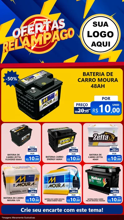 Modelo de Rede Social para Stories com o tema Ofertas Relâmpago para Baterias Elétricas