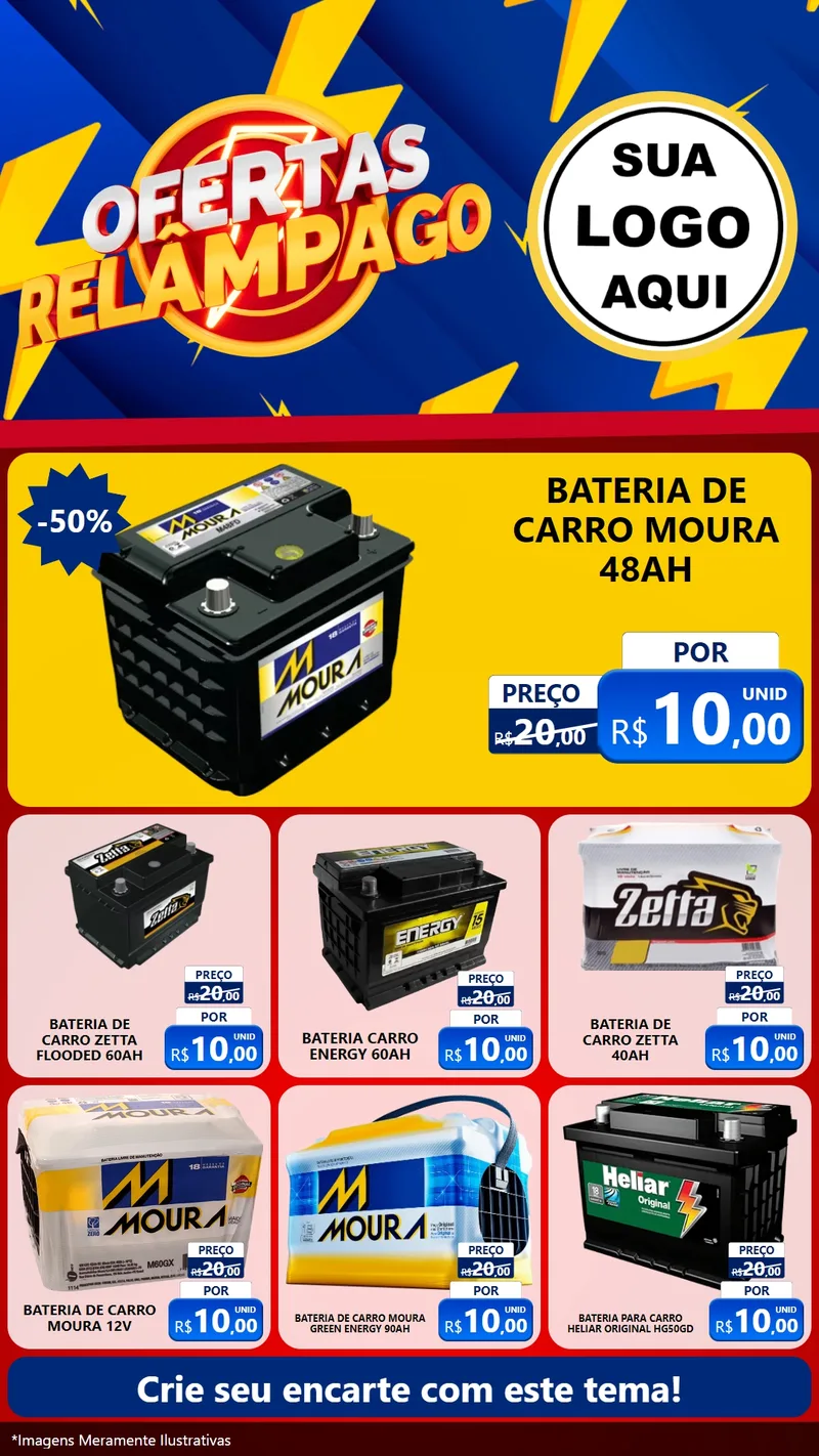 Modelo de Rede Social para Stories com o tema Ofertas Relâmpago para Baterias Elétricas