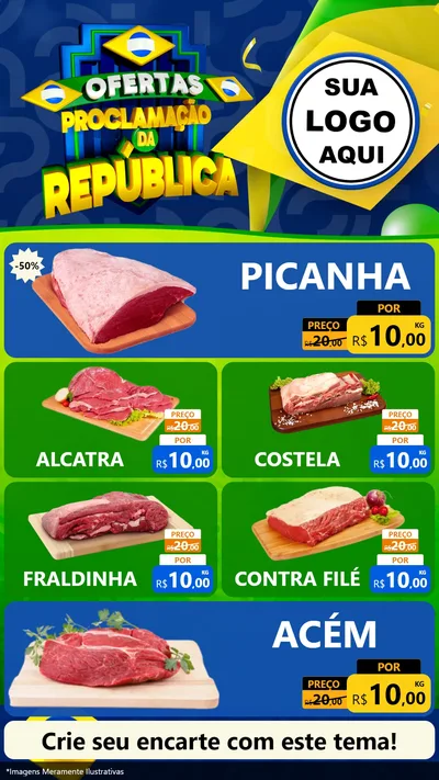 Modelo de TV para TV Vertical com o tema Ofertas Proclamação da República para Açougue