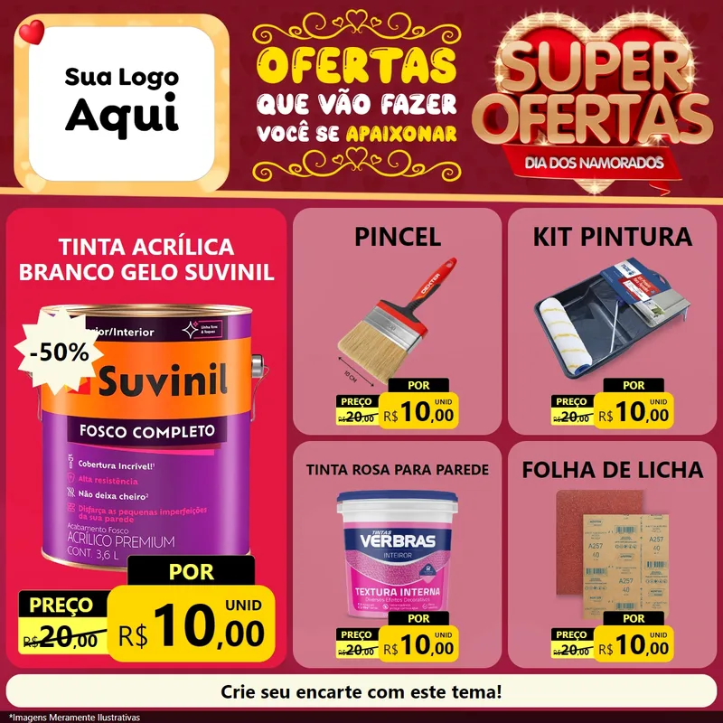 Modelo de Rede Social para Feed Facebook com o tema Dia dos Namorados para Tintas e Ferramentas