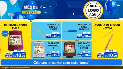 Modelo de TV para TV Horizontal com o tema Mês de Aniversário para Armarinho e Aviamentos