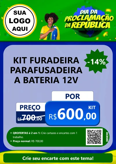 Modelo de Cartaz para Cartaz A4 Vertical com o tema Dia Da Proclamação Da República para Maquinas e Ferramentas