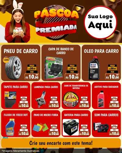 Modelo de Rede Social para Feed Instagram com o tema Páscoa Premiada para Auto peças