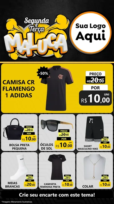 Modelo de Rede Social para Stories com o tema Segunda e Terça Maluca para Roupas e acessórios