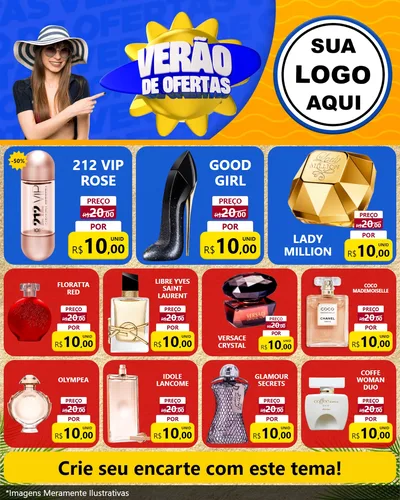 Modelo de Rede Social para Feed Instagram com o tema Verão de Ofertas para Perfumes