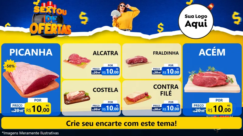 Modelo de TV para TV Horizontal com o tema Sextou de Ofertas para Açougue